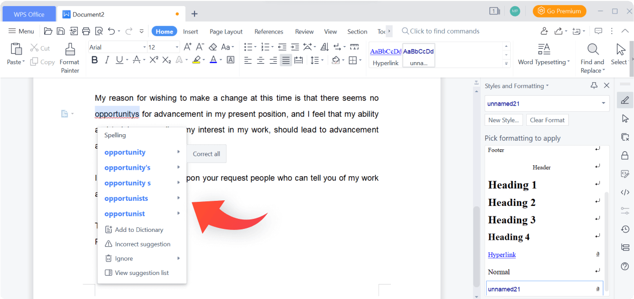 WPS 寫入器可用於 Word 文件的拼字檢查功? class=