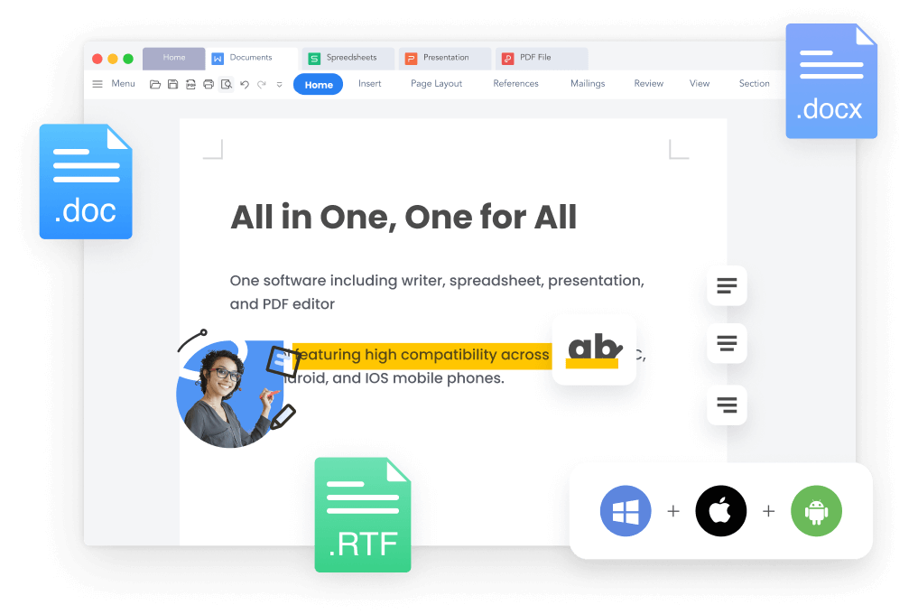 WPS 寫入器與 .DOC?DOCX 檔案相容